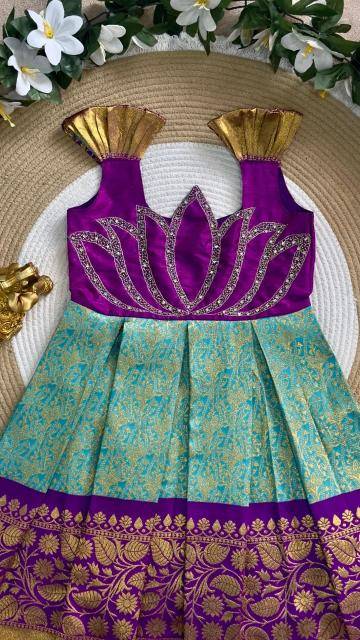 Laxmi Lotus Gown Jaquard Indian kids wear manufacturers